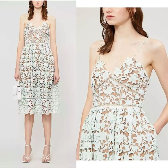 Self-Portrait Azaelea Midi Green Dress Mint Size 2 - Picture 1 of 13